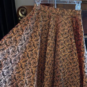 Gorgeous 1940's gold and black velvet floral patterned skirt